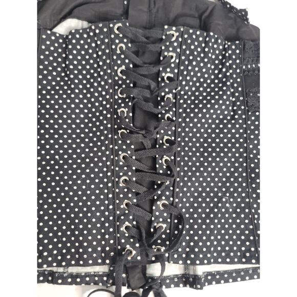 Tripp NYC Black Polka Dots Lace-Up Corset Top Size 1 1X Dark Romantic Whimsigoth - Picture 11 of 14